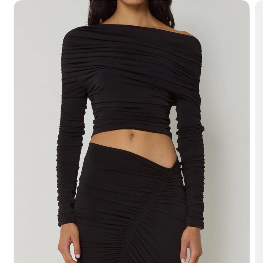 Khy Black Ruched Long Sleeve Top